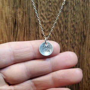 18 Inch 925 Sterling Silver Girl Boss Pendant Necklace